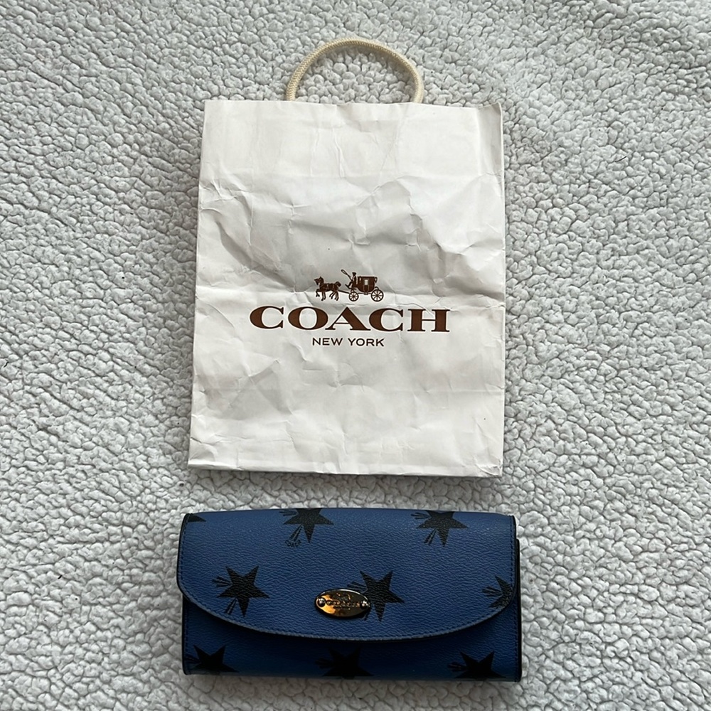 Coach blue wallet with star print